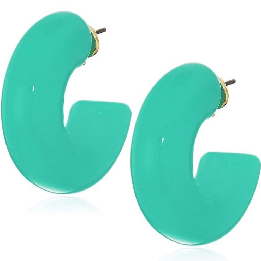 Kate Spade New York Poolside Jelly Hoops Earrings Turquoise Green NEW